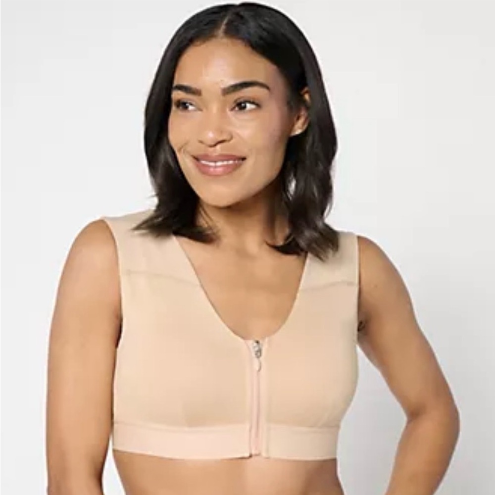 Zip-Front Nude Sports Bra